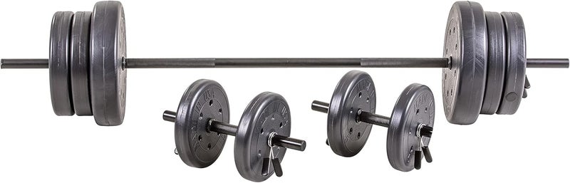 US Weight 105 Pound Barbell Weight Set for Home Gym| Adjustable Weight Set with Two Dumbbell Bars and Full 6 Ft Bar, Black - Image 1